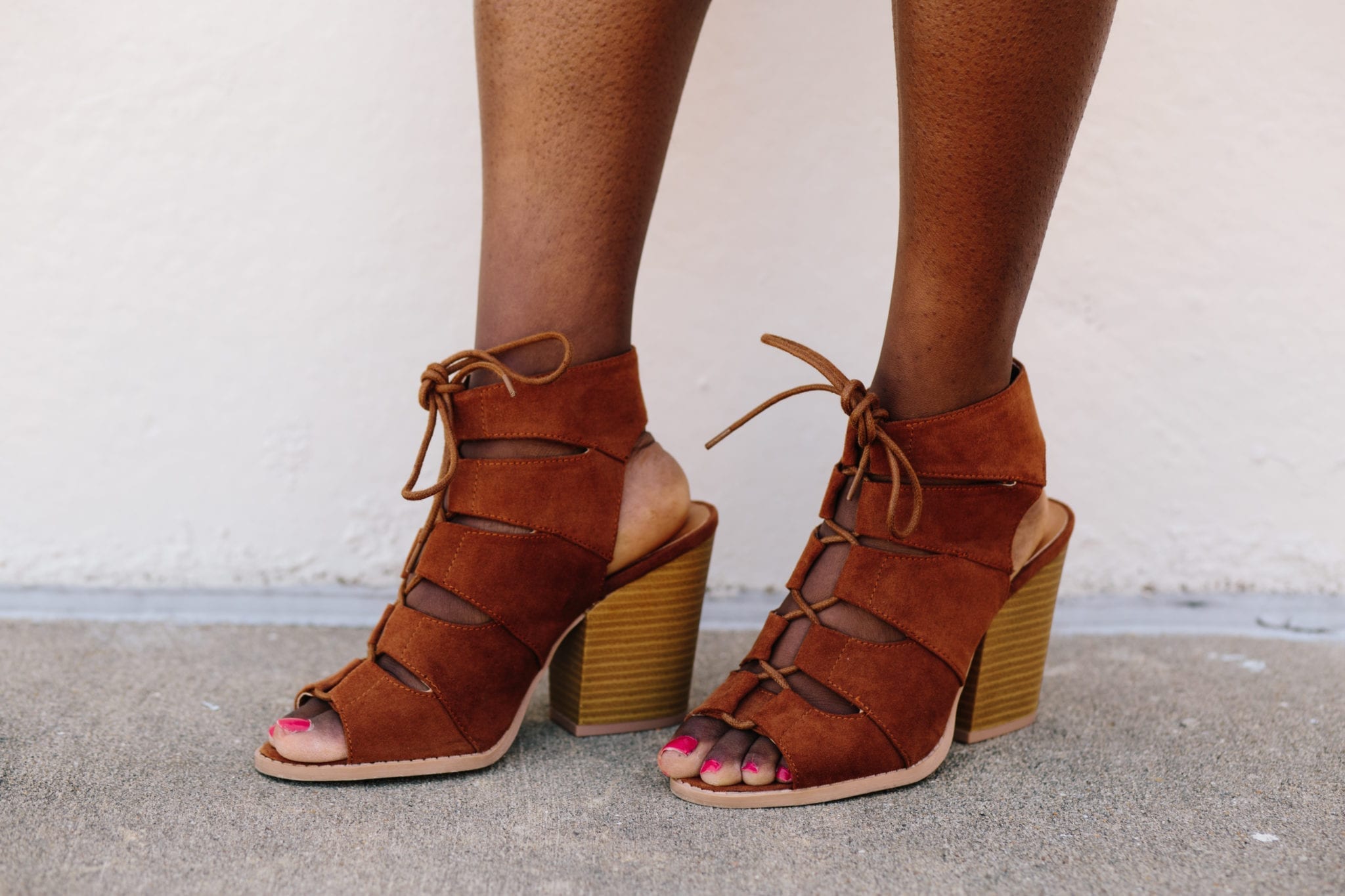 Block Lace Up Heels from shopthemint.com