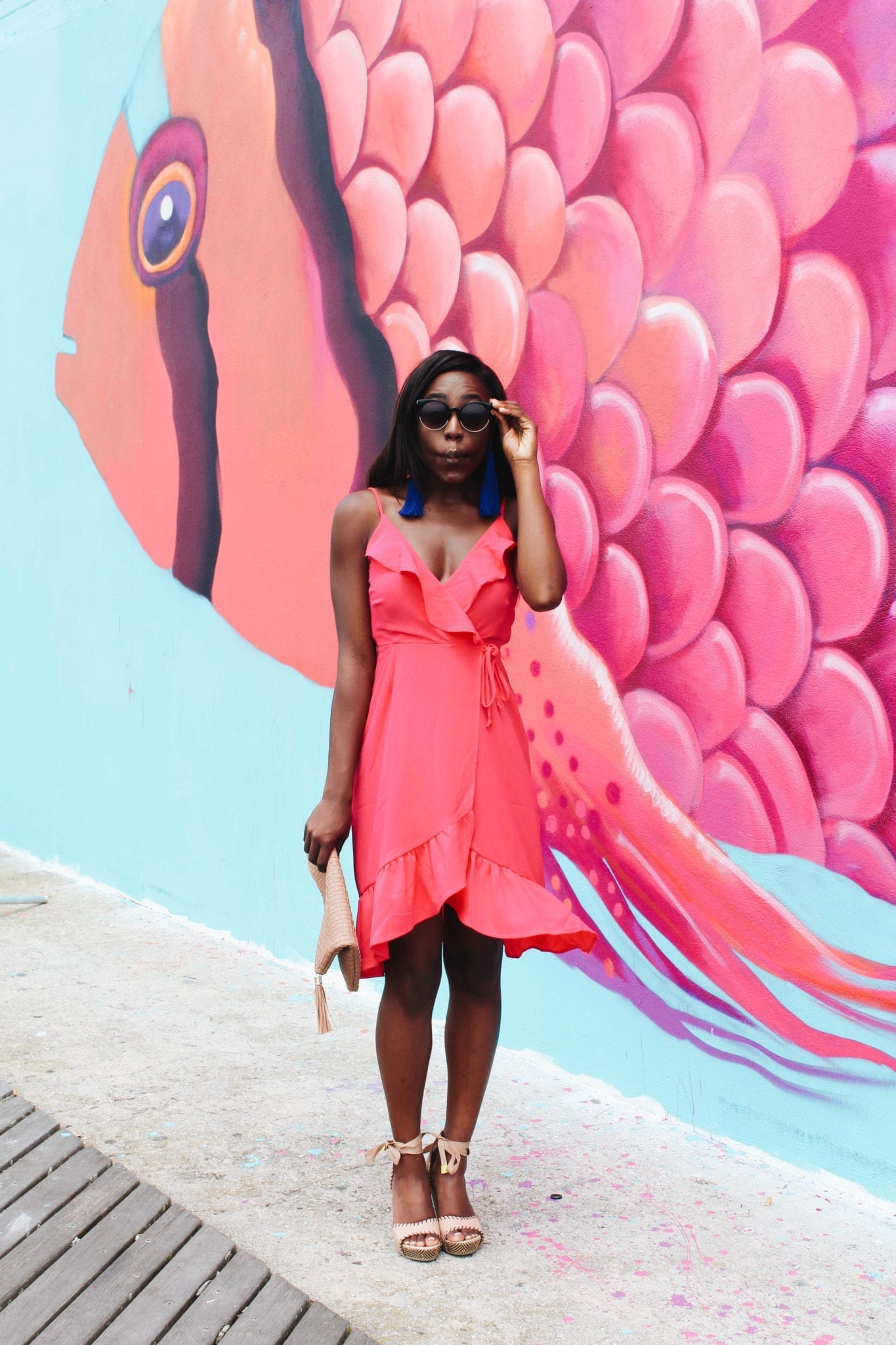 pink summer dress style and charming charlie's woven clutch // seychelles wedges // all under $100 - goodtomicha.com fashion blogger