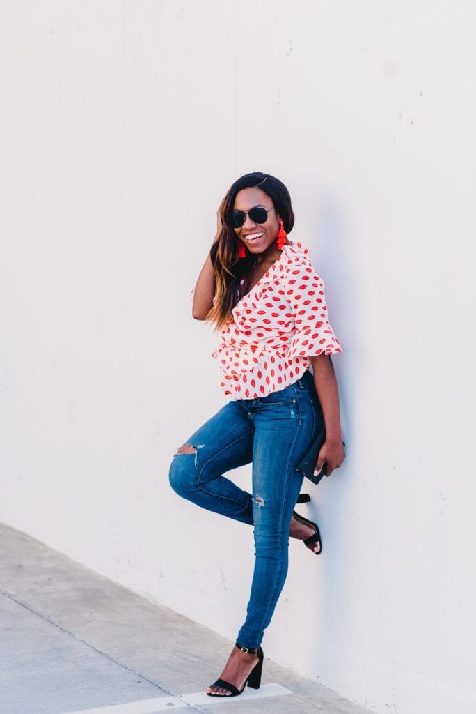 GoodTomiCha, graduate school and fashion blogger, shares her intern diary as she journeys to San Francisco for the summer. Shop the lip print top from ASOS on the blog! // summer style, fashion, ootd, summer fashion, wrap top, 