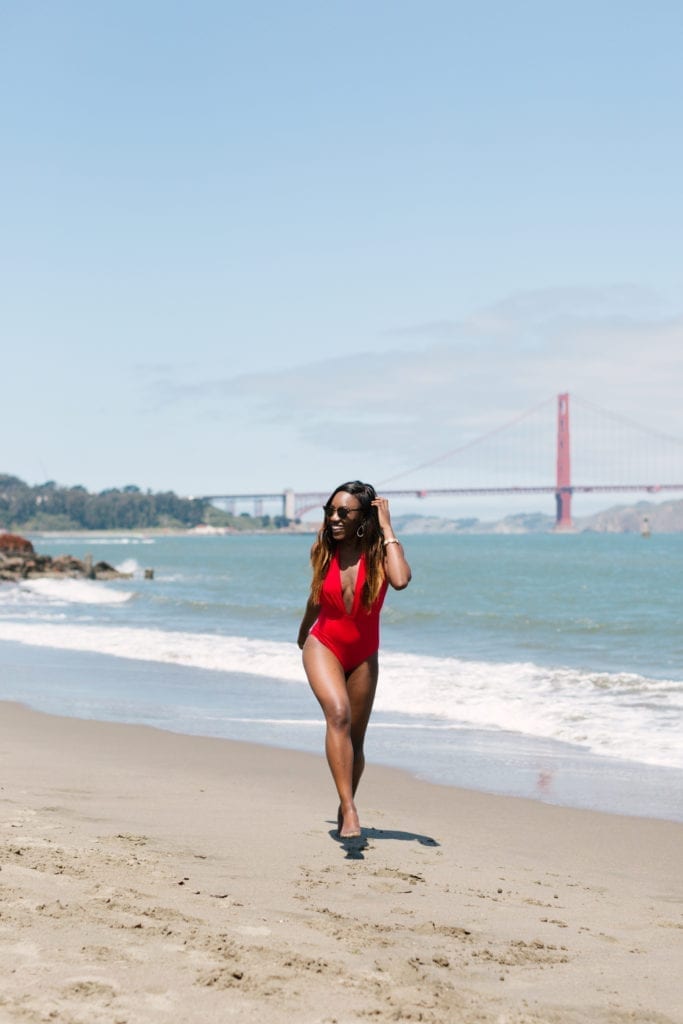 Summer swimwear under $50 on the blog // GoodTomiCha // #July4th #redwhiteandblue #goldengatebridge #bayarea #california #americanstyle