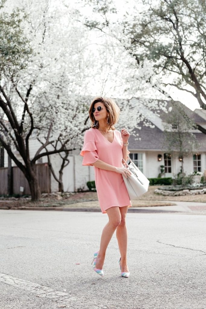 Summer business casual outfit coral dress
