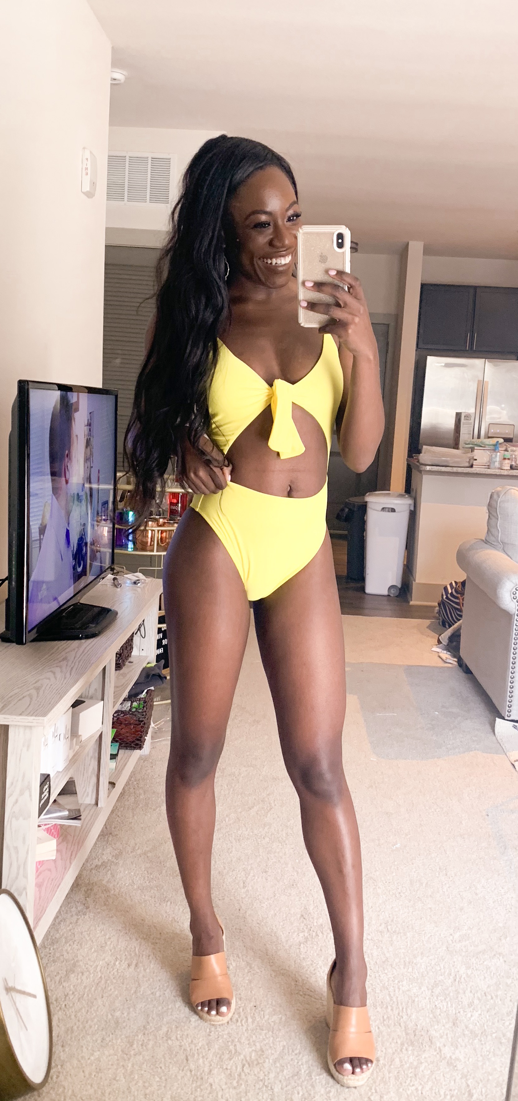 yellow cut-out one piece swimsuit from Amazon