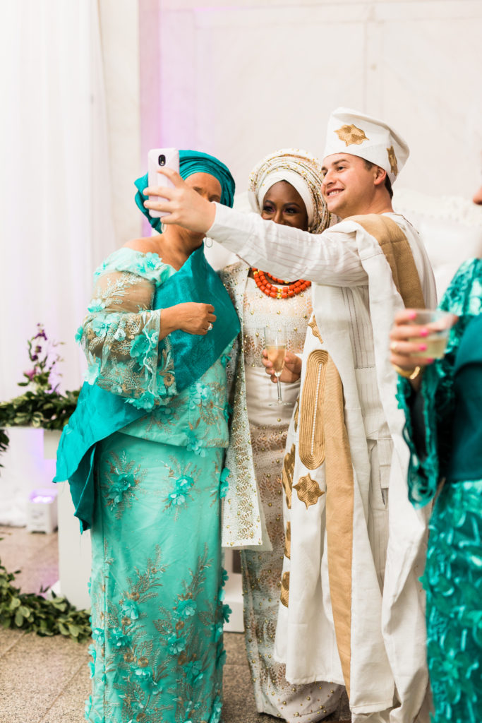 Selfies with the family at a nigerian wedding