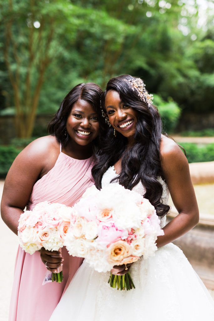 Maid of honor bridal party portrait with Lola Harike and Tomi Obebe