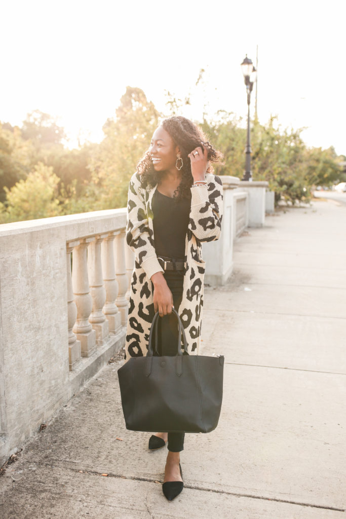 Animal print is a neutral right? Casual fall look for under $50 by top charlotte fashion blogger, GoodTomiCha
