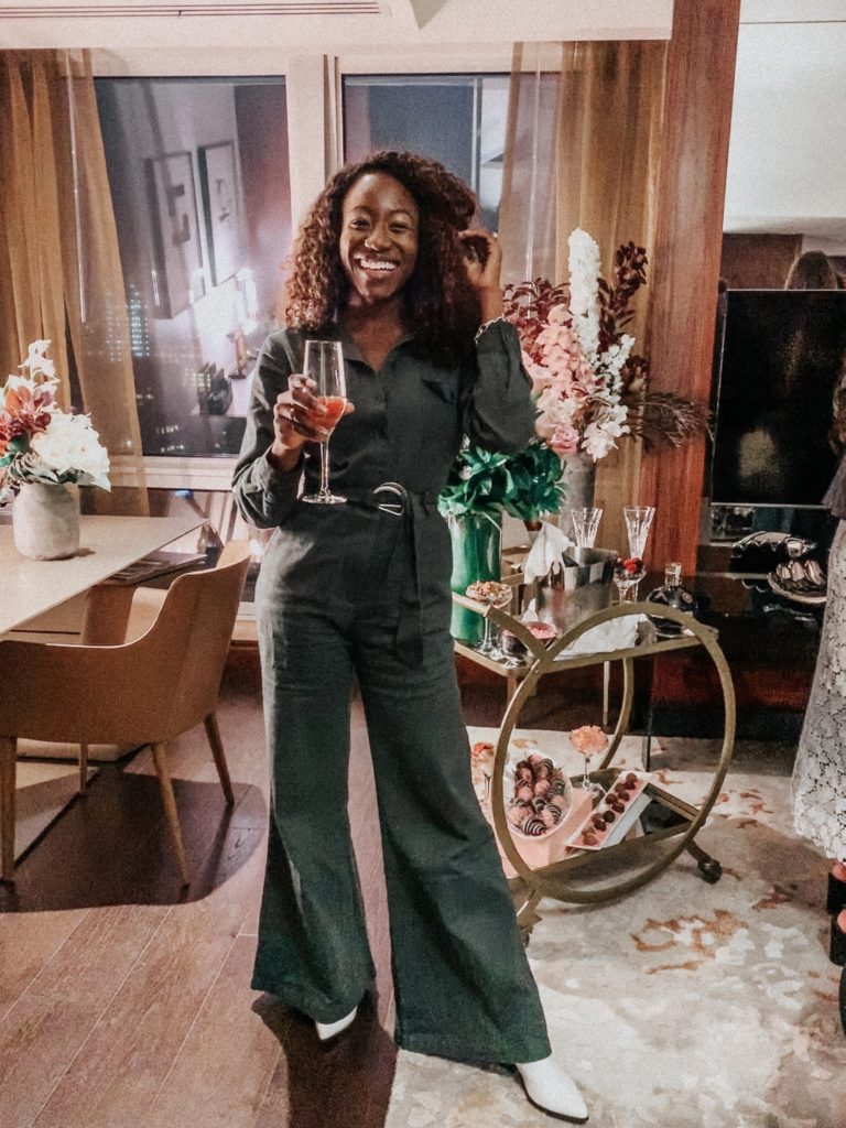 Green boiler suit from ASOS styled by Charlotte fashion blogger, Goodtomicha