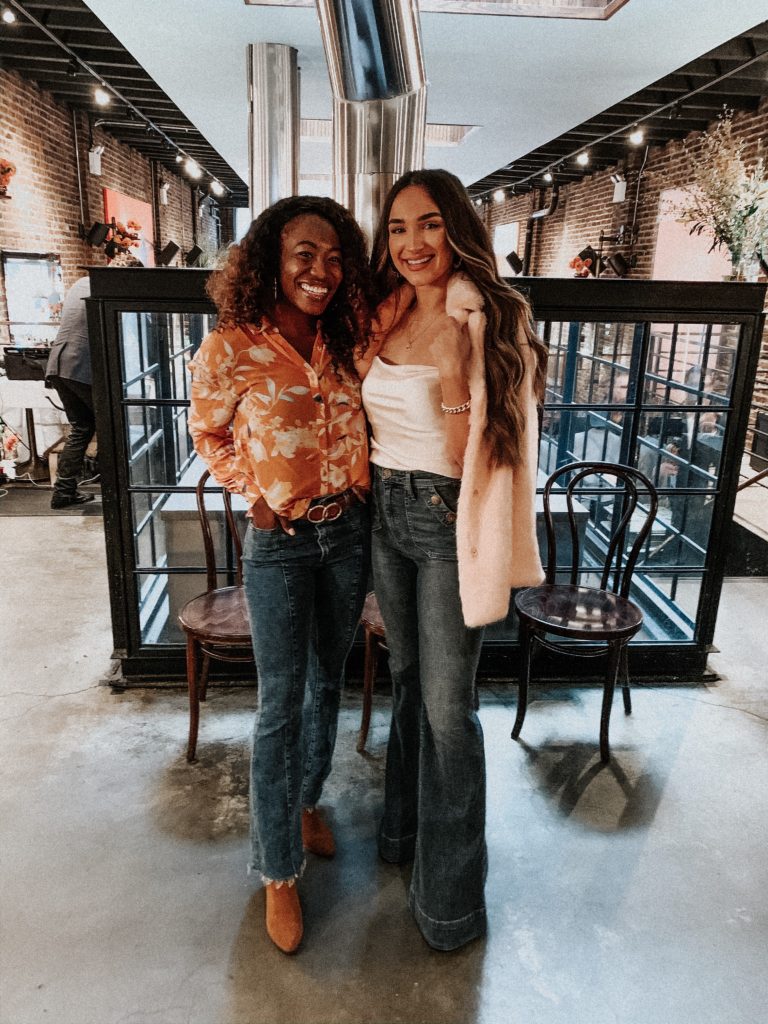 Southern bloggers GoodTomiCha and Savanna Roach pose at Sadelle's in Soho, NYC