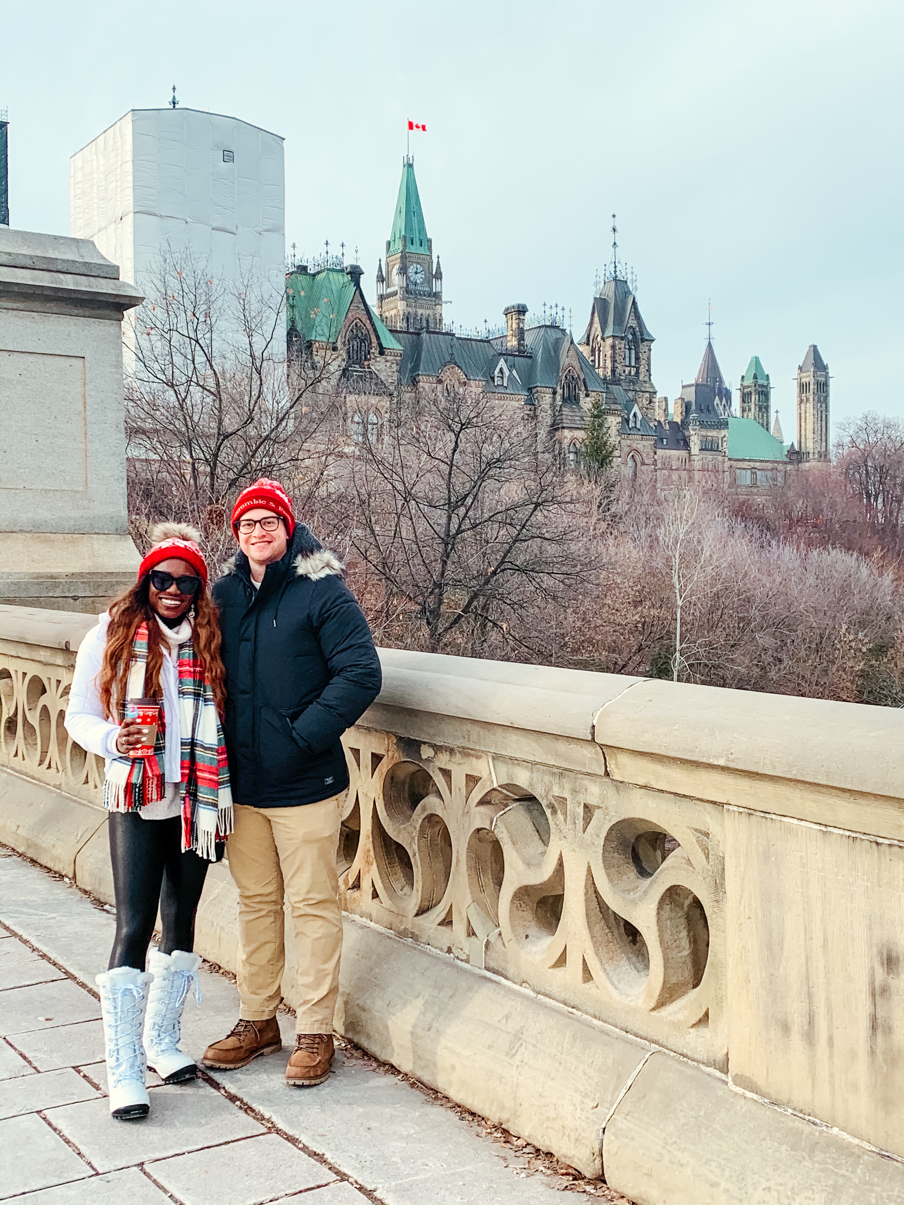 Photos in front of The Canadian parliament building in downtown Ottawa