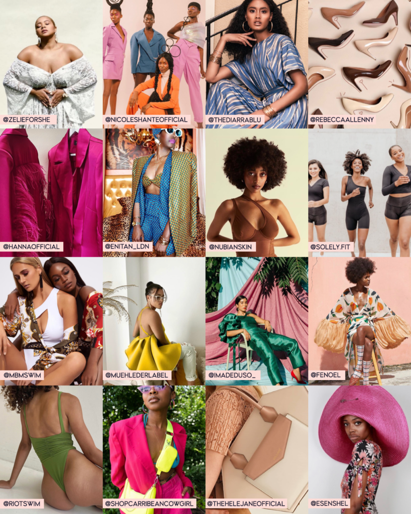 collage of affordable and luxury black owned fashion brands that'll make you add to cart