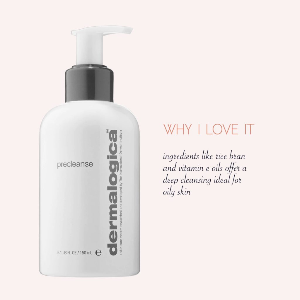 The Secret of Double Cleansing - Dermalogica Pre-Cleanse - rice bran - vitamin E oils - melts away debris from skin