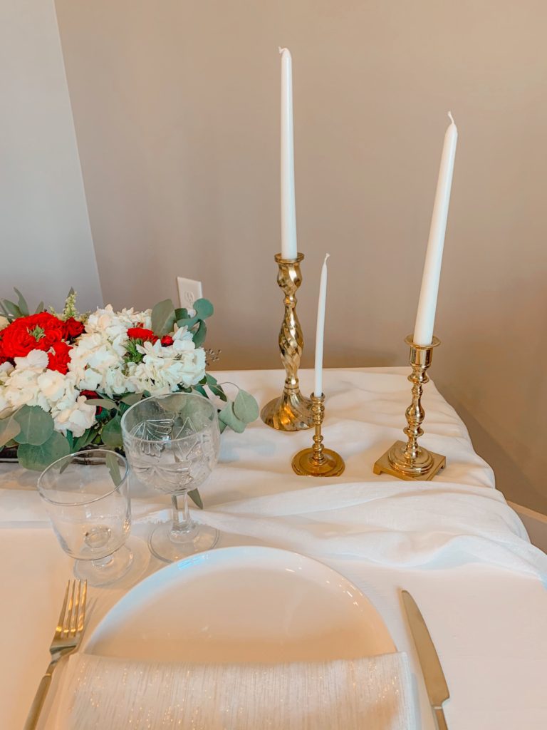 table setting with candles 
