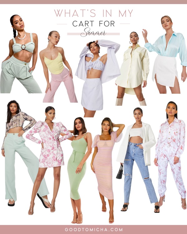collage of women wearing pastel clothes for Charleston Trip Recap 
