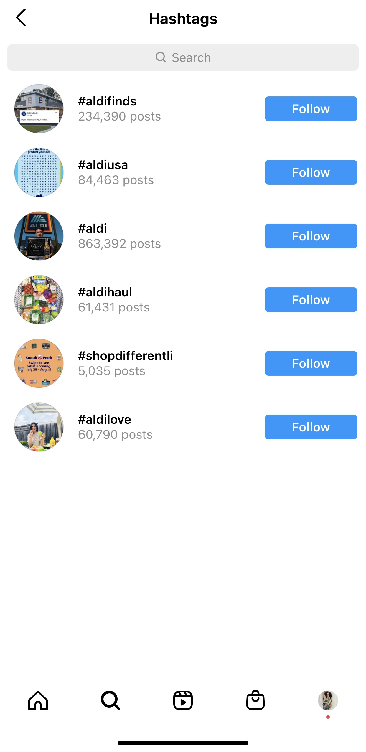 a screenshot of a search result on Instagram account