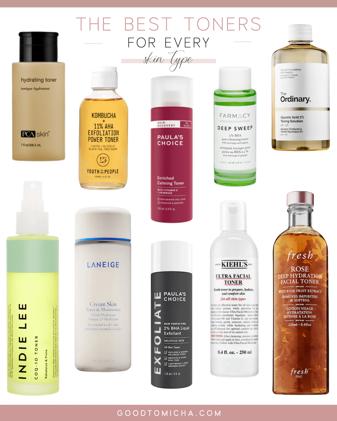 collage of different types of toners  and how to use toner