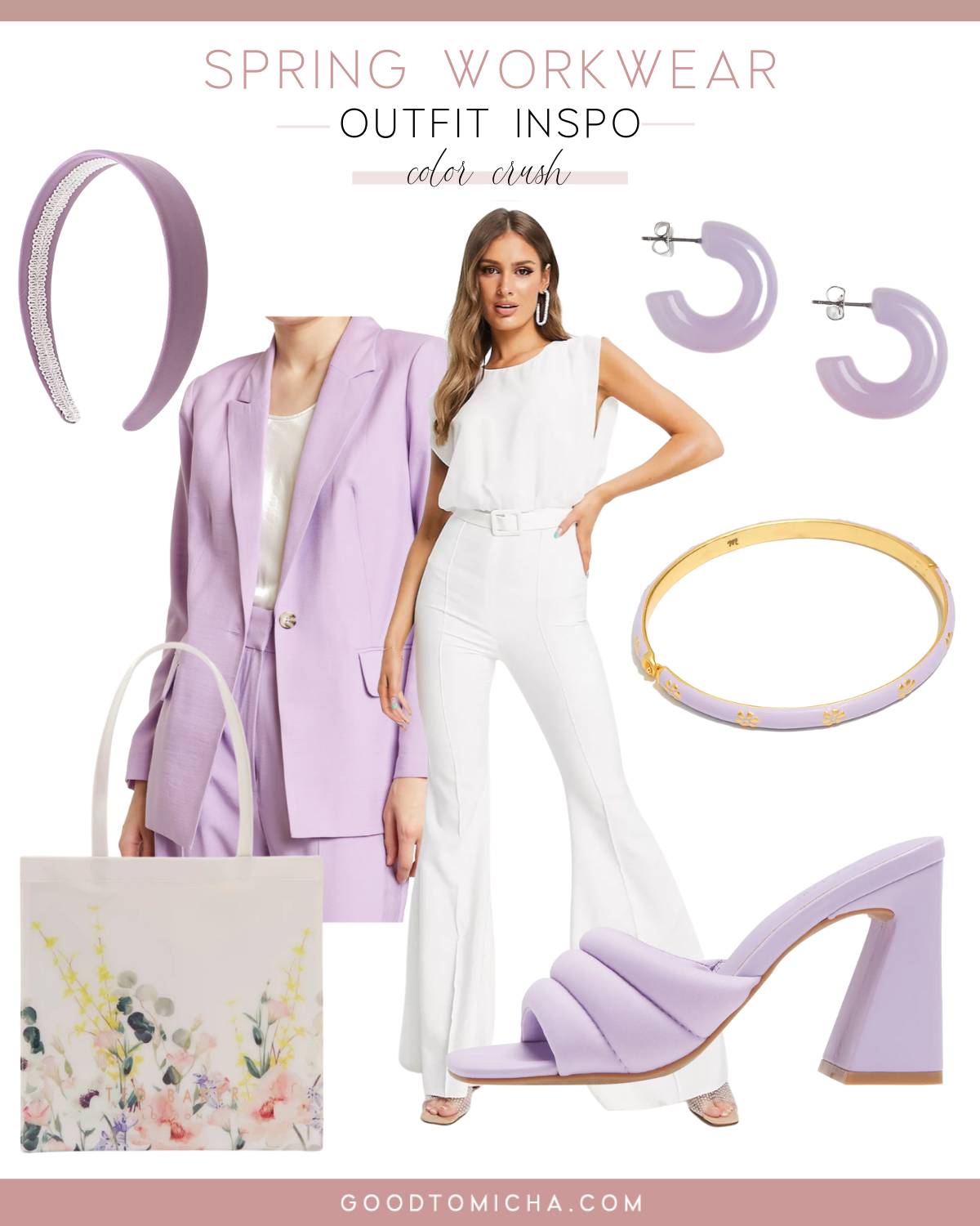 white jumpsuit styled for the office this spring