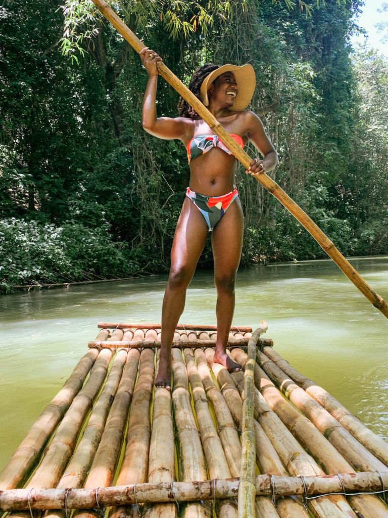 goodtomicha paddle boarding on river in Jamaica