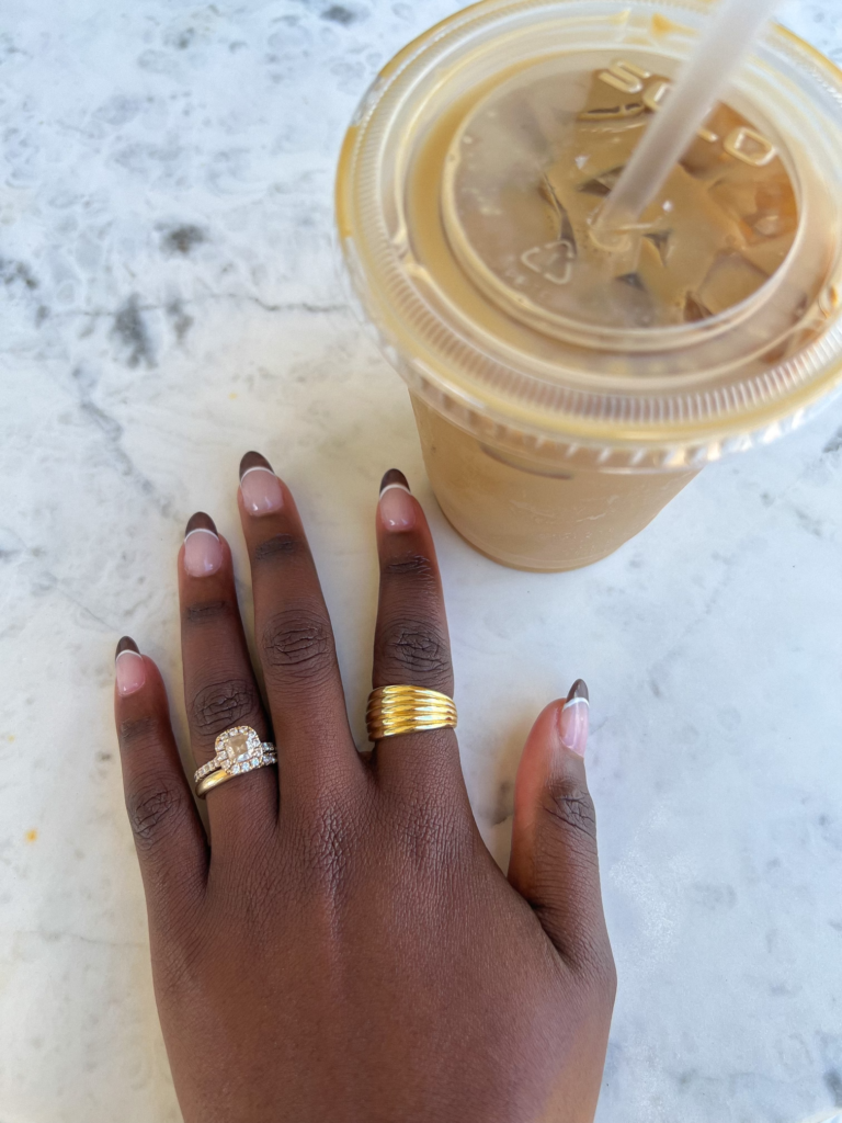 fall nail art with brown french manicure