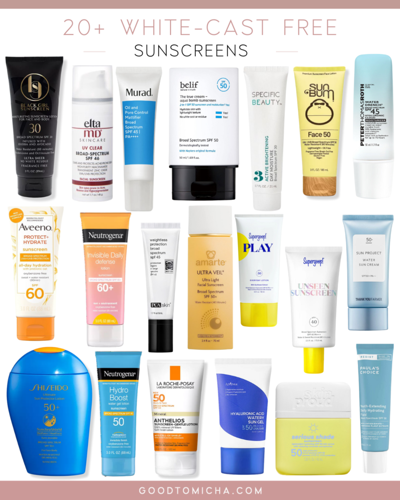 dark skin friendly sunscreen options that don't leave a white cast | full reviews on GoodTomiCha.com
