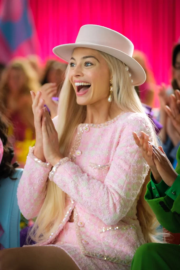 Margot Robbie in the Barbie movie wearing classy pink Chanel suit | Where to Find The Barbie Movie Costumes 